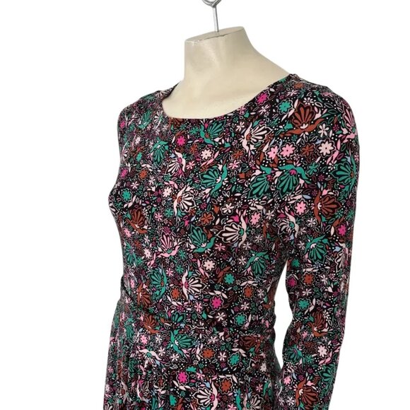 BODEN Abigail Long Sleeve Jersey Dress in Black Florals  SZ 8 - Picture 6 of 13